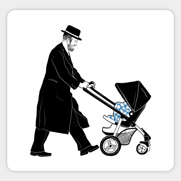 Hasidic jew with the stroller Sticker by argiropulo